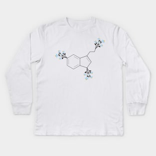 Blue - serotonin molecule chemistry organic florals Kids Long Sleeve T-Shirt